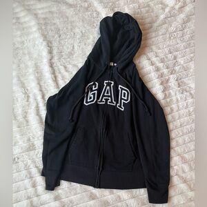 GAP Black Zip-up Hoodie With White Logo